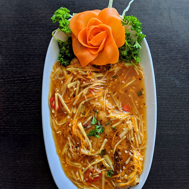 Trung's Restaurant chef special basa fillet main course bamboo carrot sweet chilli sauce