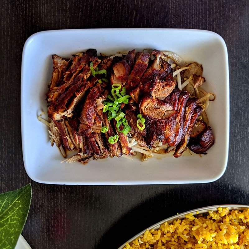 Trung's Restaurant roast hong kong style duck pork with beansprouts and soy sauce